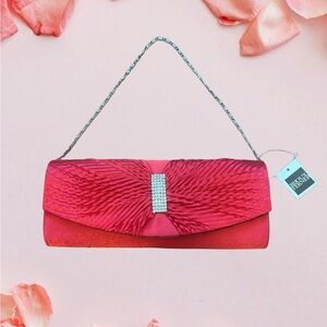 Bijoux Terner Red Clutch with Silver Embellishment